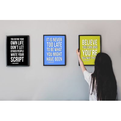 Quadro Motivacional 'Acredite Que Você Pode e Está na Metade do Caminho' Casa/Escritório 1 Unid. com Moldura Preta Verde - Inkdotpot 20,32 Cm × 25,4 Cm / Somente Pôster
