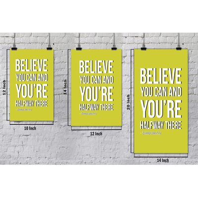 Quadro Motivacional 'Acredite Que Você Pode e Está na Metade do Caminho' Casa/Escritório 1 Unid. com Moldura Preta Verde - Inkdotpot 20,32 Cm × 25,4 Cm / Somente Pôster