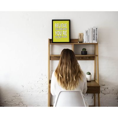 Quadro Motivacional 'Acredite Que Você Pode e Está na Metade do Caminho' Casa/Escritório 1 Unid. com Moldura Preta Verde - Inkdotpot 20,32 Cm × 25,4 Cm / Somente Pôster