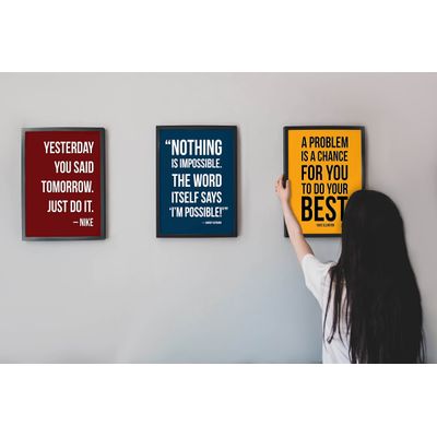 Arte de Parede Motivacional Um Problema É Uma Chance para Você Dar o Melhor Citação de Sucesso para Casa/Escritório, 1 un. - Inkdotpot 25,4 Cm × 30,48 Cm / Moldura Branca