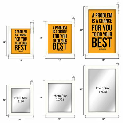 Arte de Parede Motivacional Um Problema É Uma Chance para Você Dar o Melhor Citação de Sucesso para Casa/Escritório, 1 un. - Inkdotpot 25,4 Cm × 30,48 Cm / Moldura Branca