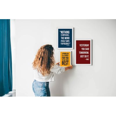 Arte de Parede Motivacional Um Problema É Uma Chance para Você Dar o Melhor Citação de Sucesso para Casa/Escritório, 1 un. - Inkdotpot 25,4 Cm × 30,48 Cm / Moldura Branca