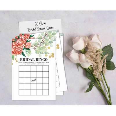 Cartões Quadrados em Branco para Chá de Noiva e Despedida de Solteira, Ideias de Presentes para Preencher, Pacote com 50 - Inkdotpot 12,7 Cm × 17,78 Cm / Branco - Bingo da Noiva