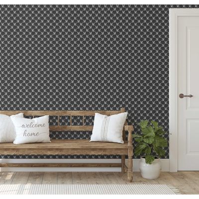 Papel de Parede Autoadesivo Vinil Removível Motivo Gráfico de Pássaro em Voo, Cinza, para Parede de Entrada, Decoração Fácil - S4sassy 63,5 cm (L) × 914,4 cm (C) / Cinza - Vinil Texturizado