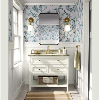 Papel de Parede Autoadesivo Botânico com Pássaros e Flores, Vinílico Verde Removível para Parede de Entrada, Decoração Fácil - S4sassy 63,5 cm (L) × 152,4 cm (C) / Verde - Vinil Texturizado