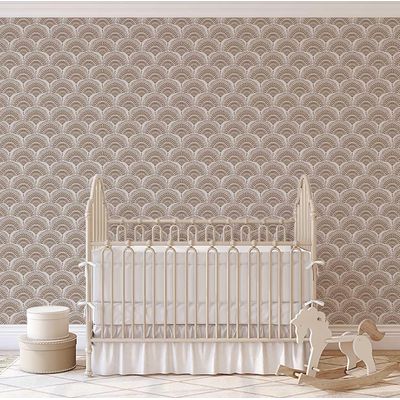 Papel de Parede Efeito Leque Estilo Asiático, Autoadesivo, Revestimento Decorativo, Decoração DIY Fácil para Quarto e Sala - Cinza - S4Sassy 63,5 cm (L) × 152,4 cm (C) / Cinza - Vinil Liso