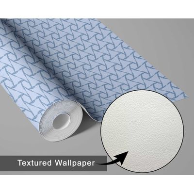 Papel de Parede Autoadesivo Vinílico Estampa Nó Geométrico Azul, Revestimento Decorativo Fácil para Quarto e Sala - S4Sassy 63,5 cm (L) × 304,8 cm (C) / Azul - Vinil Texturizado