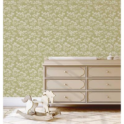 Papel de Parede Autoadesivo, Estampa de Trepadeira com Flores Brancas, Vinil Impermeável, Azul Removível, Quarto e Sala de Jantar - S4sassy 63,5 cm (L) × 609,6 cm (C) / Azul - Vinil Liso