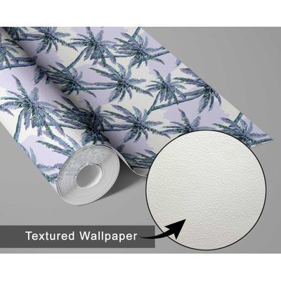 Papel de Parede Estampa de Palmeira Azul Autoadesivo em Vinil, Revestimento Decorativo Fácil para Quarto e Sala - S4Sassy 63,5 cm (L) × 609,6 cm (C) / Azul - Vinil Texturizado