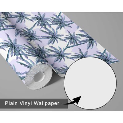 Papel de Parede Estampa de Palmeira Azul Autoadesivo em Vinil, Revestimento Decorativo Fácil para Quarto e Sala - S4Sassy 63,5 cm (L) × 609,6 cm (C) / Azul - Vinil Texturizado