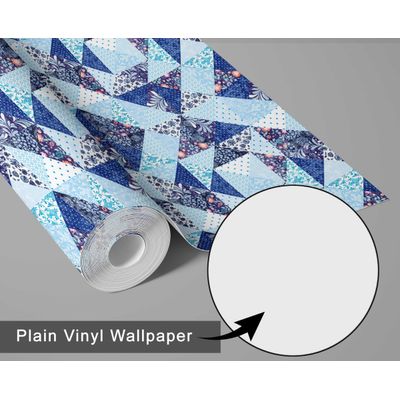Revestimento Autoadesivo para Paredes em Vinil, Estampa Floral Geométrica Estilo Asiático para Banheiro, Lavanderia e Closet, Azul - S4Sassy 63,5 cm (L) × 914,4 cm (C) / Azul - Vinil Texturizado
