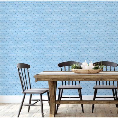 Papel de Parede Bolinhas Onduladas Azul Autoadesivo em Vinil, Revestimento Fácil DIY para Quarto Infantil e Sala de Brincar - S4Sassy 63,5 cm (L) × 914,4 cm (C) / Azul - Vinil Liso