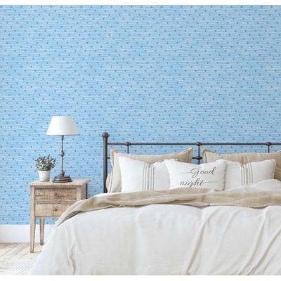 Papel de Parede Bolinhas Onduladas Azul Autoadesivo em Vinil, Revestimento Fácil DIY para Quarto Infantil e Sala de Brincar - S4Sassy 63,5 cm (L) × 914,4 cm (C) / Azul - Vinil Liso
