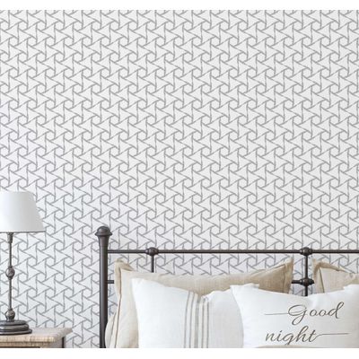 Papel de Parede Autoadesivo Vinílico Padrão de Nó Geométrico Cinza, Revestimento Decorativo Fácil DIY para Quarto e Sala - S4Sassy 63,5 cm (L) × 152,4 cm (C) / Cinza - Vinil Texturizado