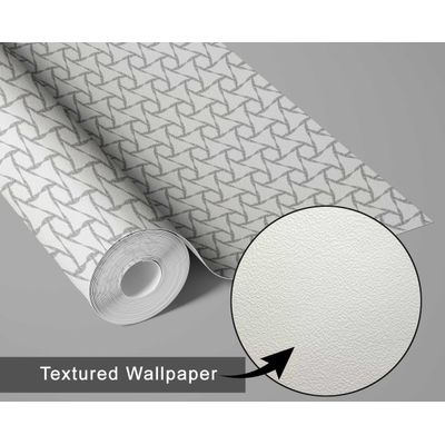 Papel de Parede Autoadesivo Vinílico Padrão de Nó Geométrico Cinza, Revestimento Decorativo Fácil DIY para Quarto e Sala - S4Sassy 63,5 cm (L) × 152,4 cm (C) / Cinza - Vinil Texturizado