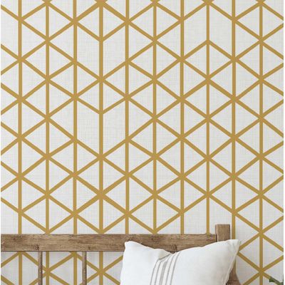 Papel Autoadesivo Decorativo Impermeável, Estampa de Cubos Geométricos, Amarelo Removível, para Inquilinos, Quarto/Sala de Jantar - S4sassy 63,5 cm (L) × 152,4 cm (C) / Amarelo - Vinil Liso