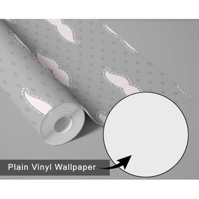 Papel de Parede Estampa Bigode Cinza, Vinílico Autoadesivo, Revestimento DIY Fácil para Quarto Infantil e Brinquedoteca - S4Sassy 63,5 cm (L) × 609,6 cm (C) / Cinza - Vinil Liso