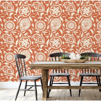 Papel de Parede Autoadesivo Boho, Estampa Floral Paisley, Contato Vinílico Impermeável Rosa, Removível Ideal para Inquilinos - S4Sassy 63,5 cm (L) × 914,4 cm (C) / Rosa - Vinil Texturizado