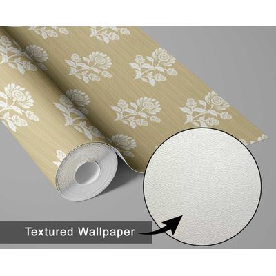 Papel de Parede Floral Étnico Estilo Asiático Autoadesivo, Revestimento Decorativo Fácil para Quarto e Sala - Amarelo - S4Sassy 63,5 cm (L) × 609,6 cm (C) / Amarelo - Vinil Texturizado