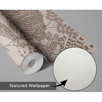 Papel de Parede Autoadesivo Decorativo Esboço de Selva Vinílico Impermeável Marrom Removível para Locatários Quarto/Sala de Jantar - S4Sassy 63,5 cm (L) × 152,4 cm (C) / Marrom - Vinil Texturizado