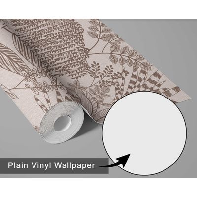 Papel de Parede Autoadesivo Decorativo Esboço de Selva Vinílico Impermeável Marrom Removível para Locatários Quarto/Sala de Jantar - S4Sassy 63,5 cm (L) × 152,4 cm (C) / Marrom - Vinil Texturizado