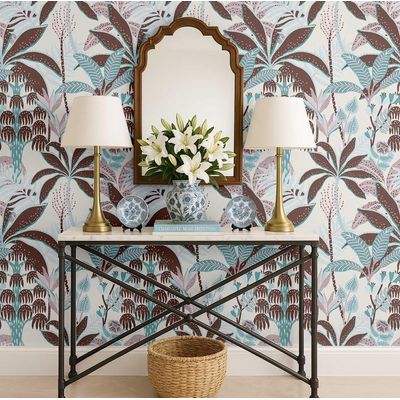 Revestimento de Parede Vinil Autoadesivo, Estampa Tropical de Bananeira Marrom Removível para Banheiro, Lavanderia e Closet - S4Sassy 63,5 cm (L) × 152,4 cm (C) / Marrom - Vinil Texturizado