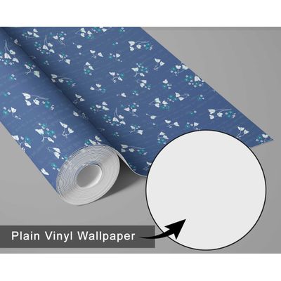 Papel de Parede Autoadesivo Removível Pequeno Floral Meia-Noite Azul para Quarto, Banheiro, Lavanderia e Closet - S4Sassy 63,5 cm (L) × 914,4 cm (C) / Azul - Vinil Liso