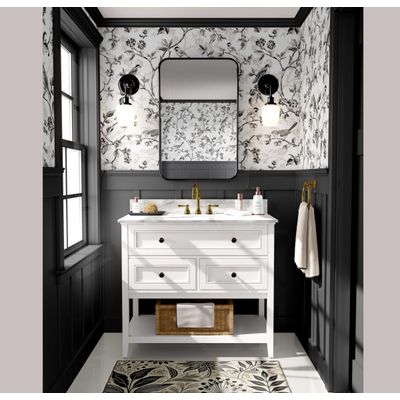 Papel de Parede Autoadesivo Preto com Pássaros Vintage e Flores - Vinil Removível Peel-and-Stick para Parede de Entrada - S4sassy 63,5 cm (L) × 609,6 cm (C) / Preto - Vinil Liso