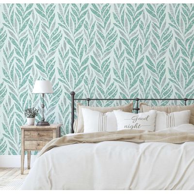 Contact Autoadesivo Vinílico Impermeável Folha de Bananeira Abstrata Verde Removível Quarto/Sala de Jantar - S4Sassy 63,5 cm (L) × 152,4 cm (C) / Verde - Vinil Liso