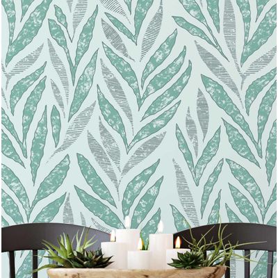 Contact Autoadesivo Vinílico Impermeável Folha de Bananeira Abstrata Verde Removível Quarto/Sala de Jantar - S4Sassy 63,5 cm (L) × 152,4 cm (C) / Verde - Vinil Liso