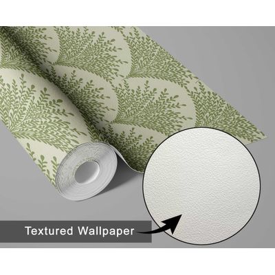 Papel de Parede Autoadesivo Mural com Estampa Botânica Verde em Arco, Papel Contact Removível para Paredes, Entrada e Escritório - S4sassy 63,5 cm (L) × 304,8 cm (C) / Verde - Vinil Texturizado