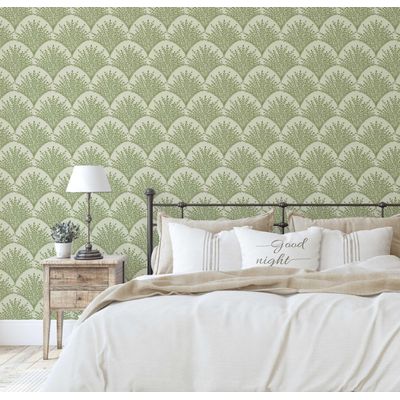 Papel de Parede Autoadesivo Mural com Estampa Botânica Verde em Arco, Papel Contact Removível para Paredes, Entrada e Escritório - S4sassy 63,5 cm (L) × 304,8 cm (C) / Verde - Vinil Texturizado