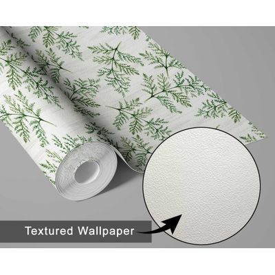 Papel de Parede Autoadesivo Estampa Samambaia Botânica Papel Contact Vinílico Verde Removível para Parede de Entrada Solução Fácil - S4sassy 63,5 cm (L) × 609,6 cm (C) / Verde - Vinil Texturizado