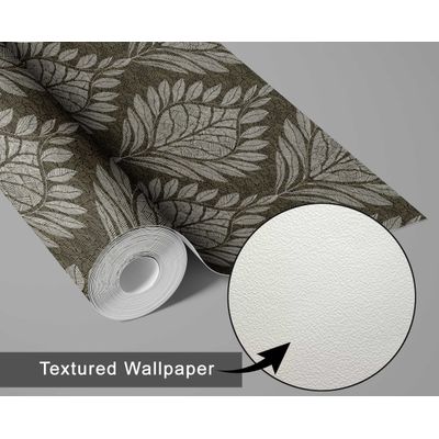 Papel de Parede com Motivo de Folhas Estilo Asiático, Vinil Autoadesivo Decorativo, Revestimento Fácil DIY para Quarto e Sala - S4Sassy 63,5 cm (L) × 914,4 cm (C) / Verde - Vinil Texturizado