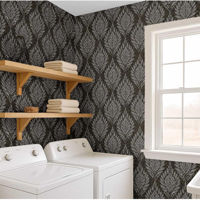 Papel de Parede com Motivo de Folhas Estilo Asiático, Vinil Autoadesivo Decorativo, Revestimento Fácil DIY para Quarto e Sala - S4Sassy 63,5 cm (L) × 914,4 cm (C) / Verde - Vinil Texturizado
