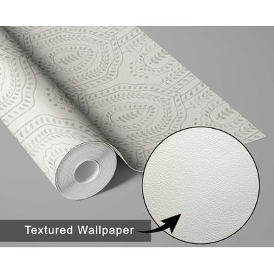 Papel de Parede Vinílico Autoadesivo Urban Chic Paisley Arqueado Impermeável Bege, Removível para Quartos e Sala, para Inquilinos - S4Sassy 63,5 cm (L) × 152,4 cm (C) / Bege - Vinil Texturizado