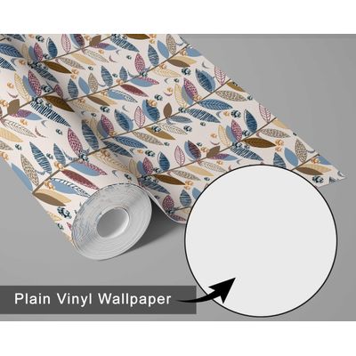 Papel de Parede Autoadesivo com Estampa de Folhas Azul, Vinil Removível DIY para Parede de Entrada, Solução Fácil - S4sassy 63,5 cm (L) × 152,4 cm (C) / Azul - Vinil Texturizado