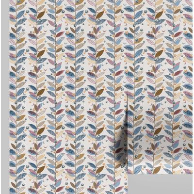 Papel de Parede Autoadesivo com Estampa de Folhas Azul, Vinil Removível DIY para Parede de Entrada, Solução Fácil - S4sassy 63,5 cm (L) × 152,4 cm (C) / Azul - Vinil Texturizado