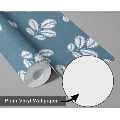 Papel de Parede Autoadesivo Estampa Folhas Azuis, Papel Contact para Paredes, Parede de Entrada, Decoração de Escritório - S4sassy 63,5 cm (L) × 152,4 cm (C) / Azul - Vinil Texturizado