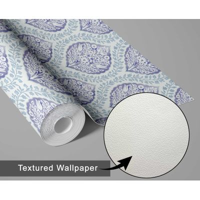 Papel de Parede Floral Estilo Asiático Vinílico Autoadesivo Revestimento Decorativo Instalação Fácil para Quarto e Sala Roxo - S4Sassy 63,5 cm (L) × 914,4 cm (C) / Roxo - Vinil Texturizado
