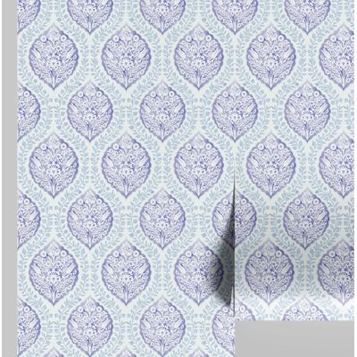 Papel de Parede Floral Estilo Asiático Vinílico Autoadesivo Revestimento Decorativo Instalação Fácil para Quarto e Sala Roxo - S4Sassy 63,5 cm (L) × 914,4 cm (C) / Roxo - Vinil Texturizado