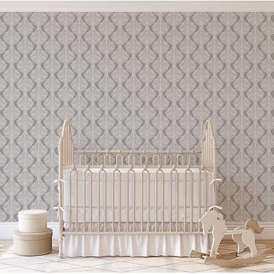 Papel de Parede Vinílico Autoadesivo Estampa Folha de Pinheiro Monocromo Cinza Impermeável Para Dormitório, Sala e Locatários - S4Sassy 63,5 cm (L) × 304,8 cm (C) / Cinza - Vinil Texturizado