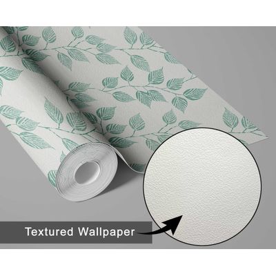 Papel de Parede Autoadesivo Removível Estampa de Vinhas com Folhagem Verde, Vinil DIY para Parede de Entrada e Escritório - S4sassy 63,5 cm (L) × 304,8 cm (C) / Verde - Vinil Texturizado