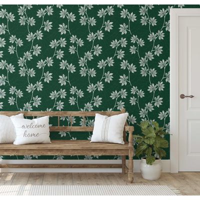 Papel de Parede Autoadesivo Destacar e Colar com Estampa de Folhas Verdes para Parede de Destaque na Entrada e Escritório Solução - S4sassy 63,5 cm (L) × 152,4 cm (C) / Verde - Vinil Texturizado