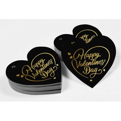 Etiquetas Pendentes Metalizadas para Garrafa 'Feliz Dia dos Namorados' para Lembrancinhas - Inkdotpot 100 Etiquetas Metalizadas / Preto - Dourado