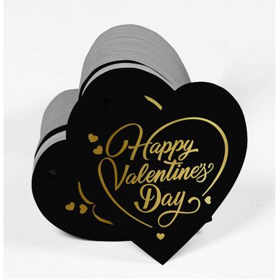 Etiquetas Pendentes Metalizadas para Garrafa 'Feliz Dia dos Namorados' para Lembrancinhas - Inkdotpot 100 Etiquetas Metalizadas / Preto - Dourado