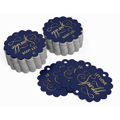 Etiquetas Pendentes para Garrafas de Casamento 'Let Love Sparkle' Metalizadas para Lembrancinhas - Inkdotpot 50 Etiquetas Metalizadas / Azul - Prata