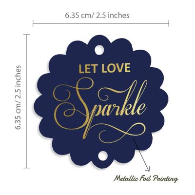 Etiquetas Pendentes para Garrafas de Casamento 'Let Love Sparkle' Metalizadas para Lembrancinhas - Inkdotpot 50 Etiquetas Metalizadas / Azul - Prata