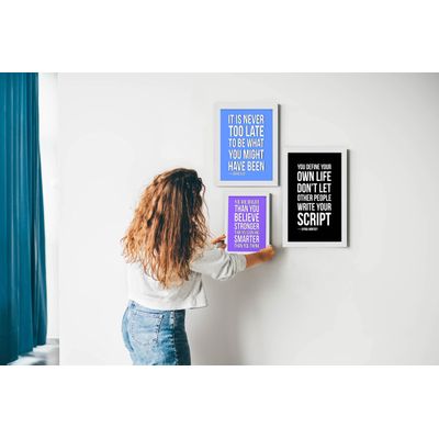Quadro Motivacional: Você É Mais Corajoso do Que Acredita, Mais Forte do Que Parece e Mais Inteligente do Que Pensa, 1 un, Roxo - Inkdotpot 20,32 Cm × 25,4 Cm / Moldura Branca