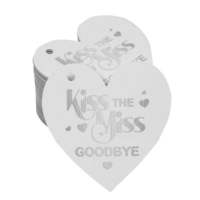 Etiquetas para Pendurar de Papel Metalizado 'Kiss The Miss Goodbye' para Lembrancinhas de Chá de Noiva - Inkdotpot 50 Etiquetas Metalizadas / Branco - Prata